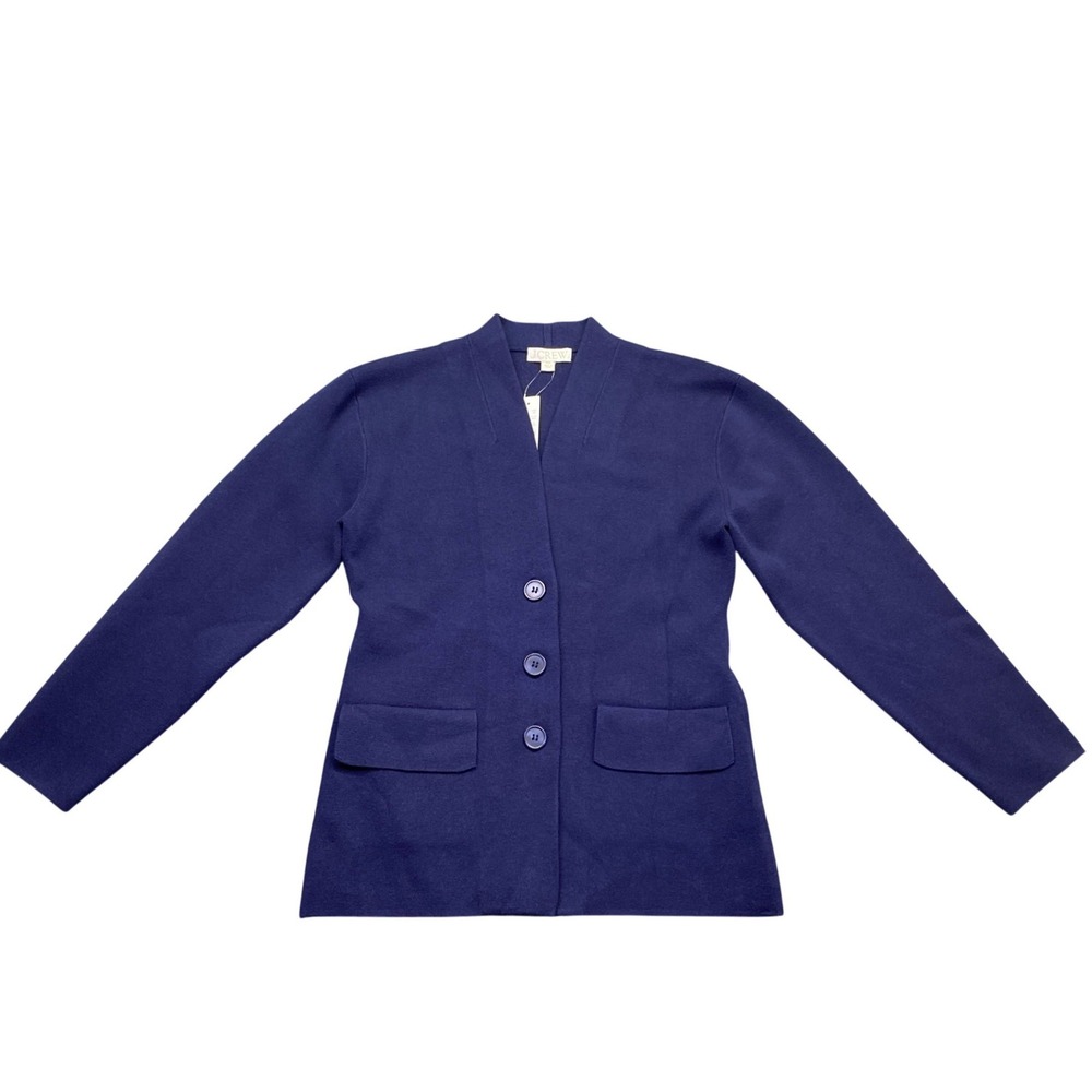 J.Crew Fitted Waist Sweater Blazer Women XXS Navy Blue Knit Cardigan CA075 NWT
